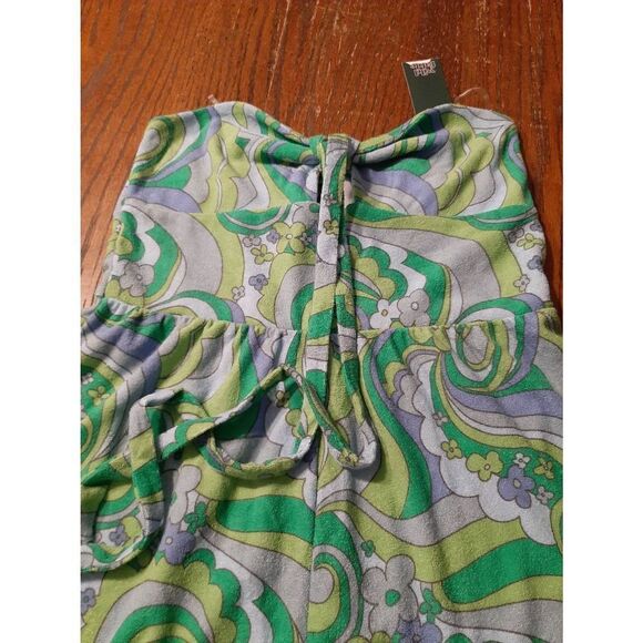 New Medium Wild Fable Retro Blue Green Swirl Sleeveless Terry Cloth Romper NWT - Picture 2 of 5